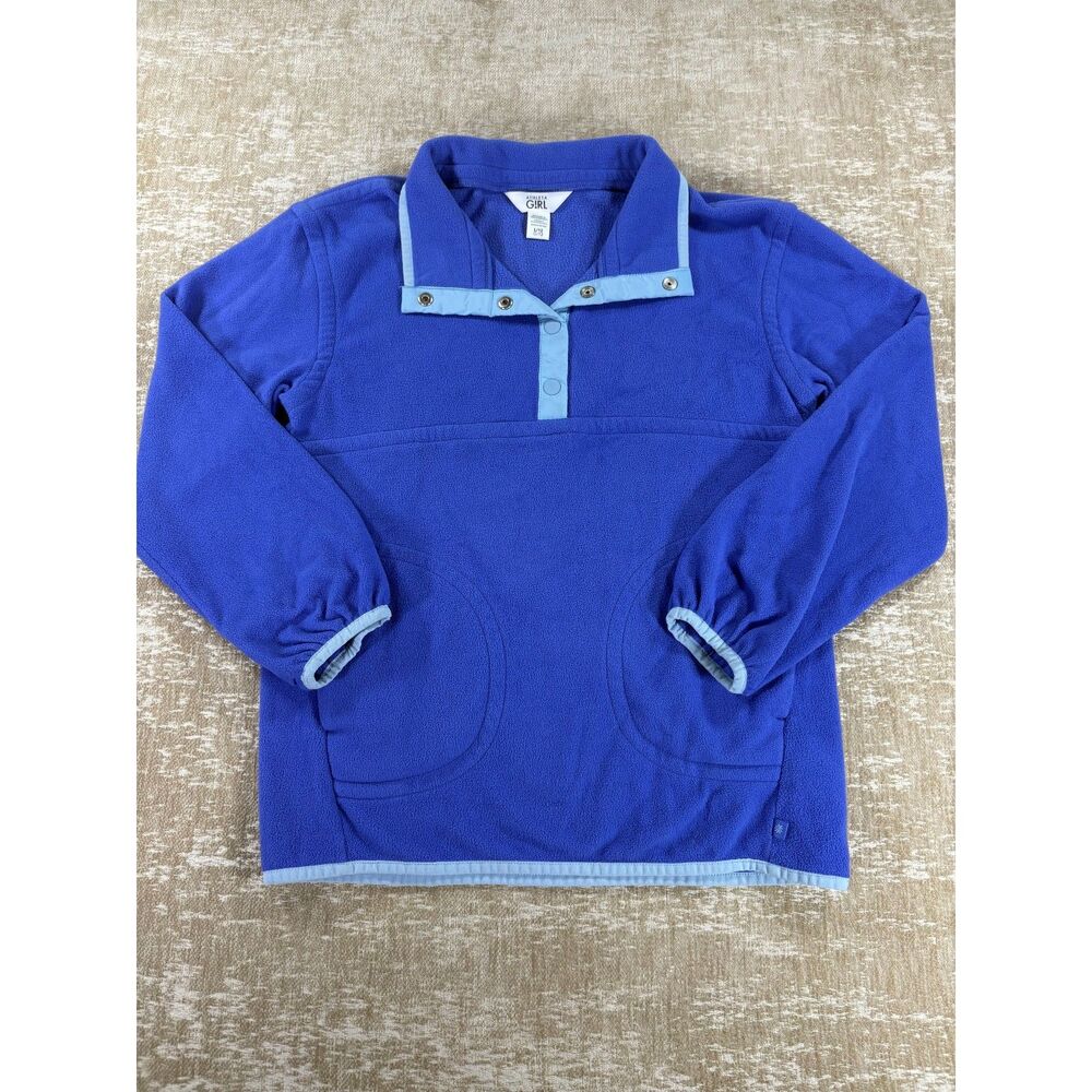 Athleta Girl Fleece Snap Pullover Jacket Purple Blue Size L (12)